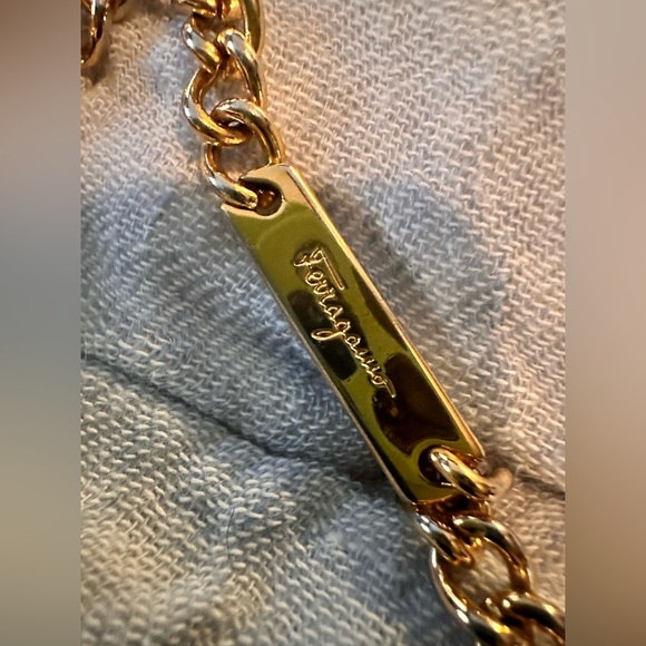 Authentic Salvatore Ferragamo Vintage Gold Chain black leather purse. - Picture 4 of 10